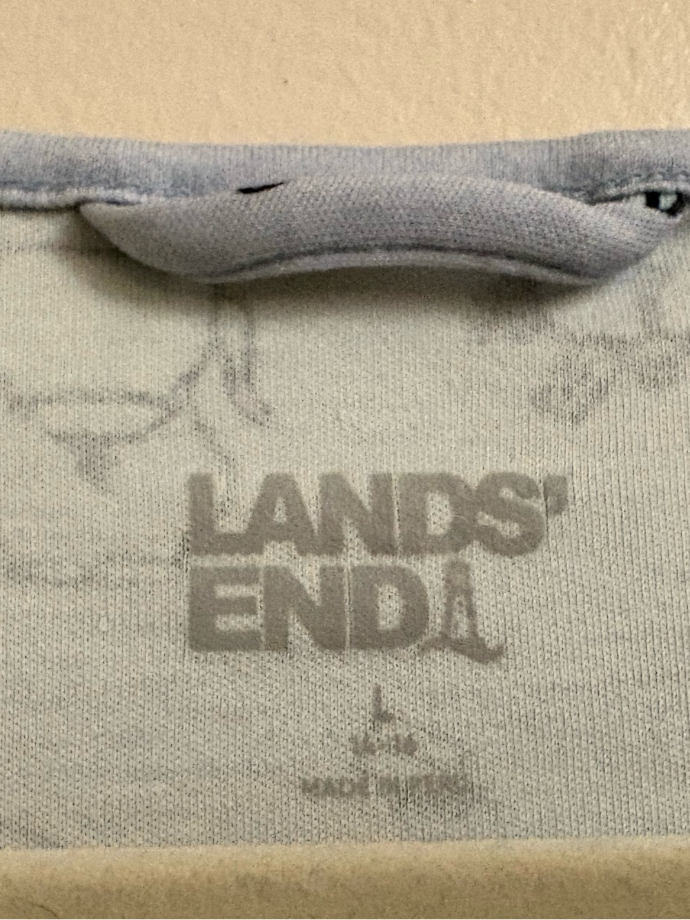 Lands’ End Cotton French Café Breakfast Nightgown Large Blue Sleep Dress Soft - Picture 3 of 10